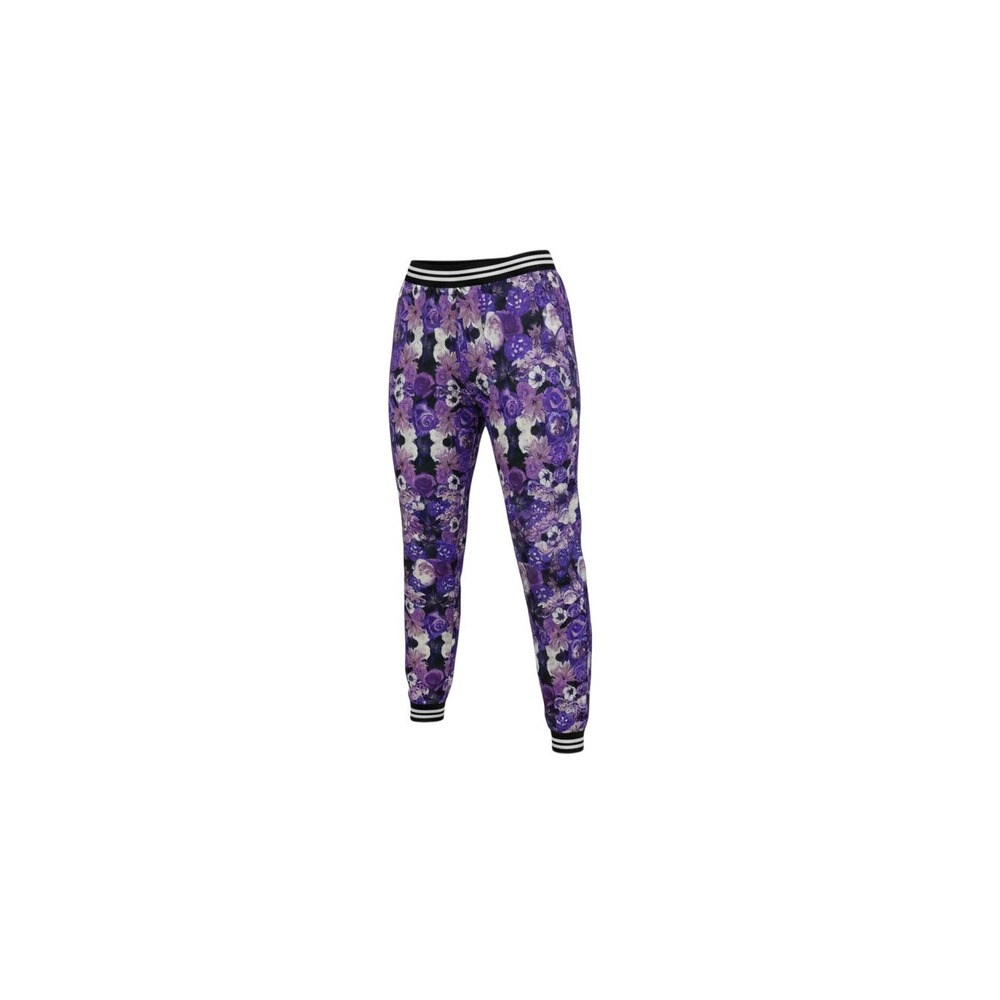 rue21 Joggers Womens Large Purple Floral Striped Trim Cuffed Casual Pants